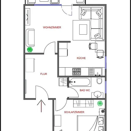 Kurstadt Apartment Moderne 2 Zimmer -Balkon-Parkplatz-Flexibler Check-In 24H Lejlighed *
